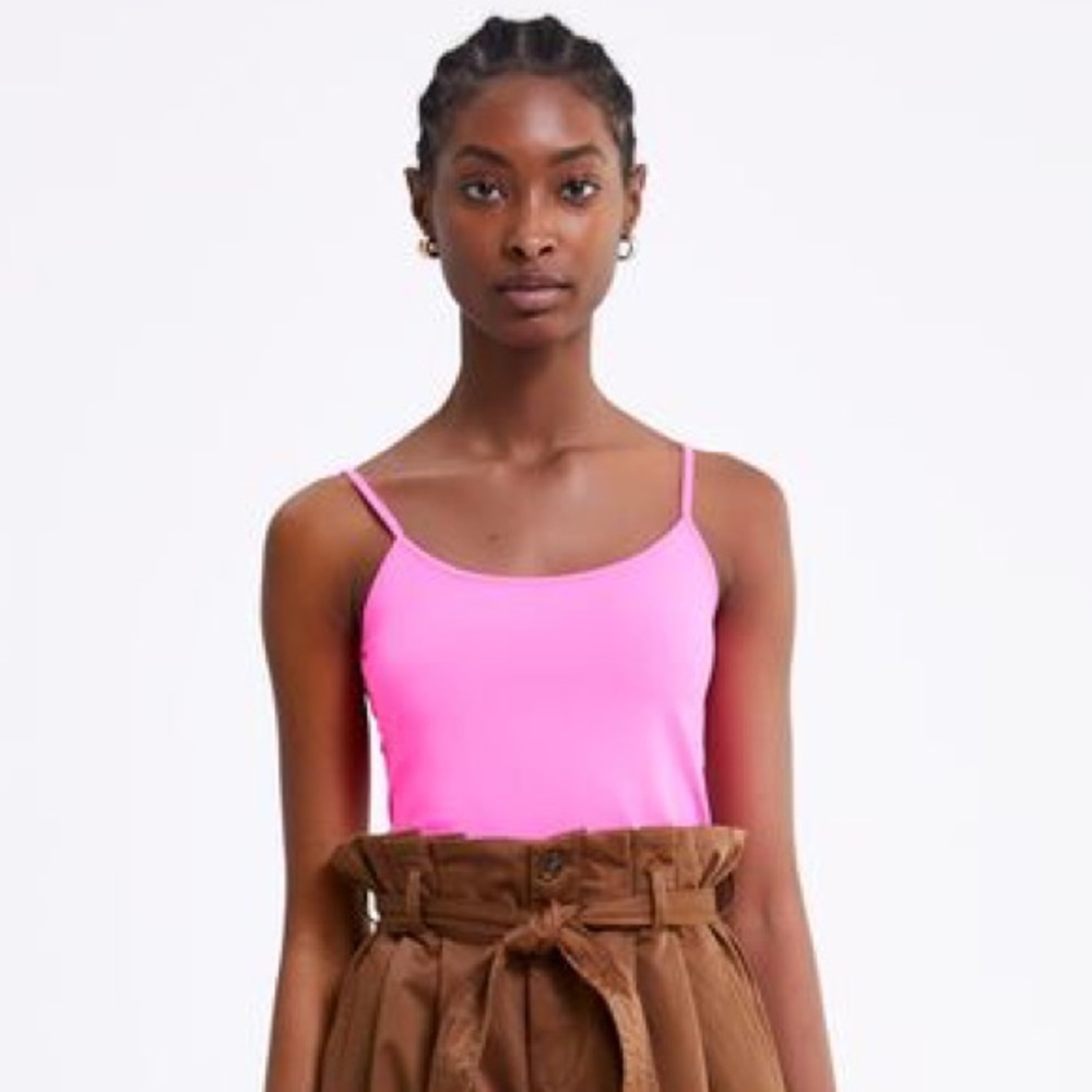 Zara STRAPPY STRETCH TANK TOP HOP PINK SIZE M NEW